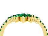 Yellow gold Chevron Marquise and Round Emerald Open Band with Prong Setting_10