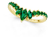 Yellow gold Chevron Marquise and Round Emerald Open Band with Prong Setting_7