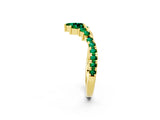 Yellow gold Chevron Marquise and Round Emerald Open Band with Prong Setting_8