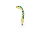 Yellow gold Chevron Marquise and Round Green Sapphire Open Band with Prong Setting_8