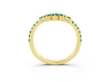 Yellow gold Chevron Marquise and Round Green Sapphire Open Band with Prong Setting_9