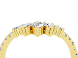 Yellow gold Chevron Marquise and Round Moissanite Open Band with Prong Setting_10