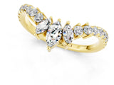 Yellow gold Chevron Marquise and Round Moissanite Open Band with Prong Setting_7