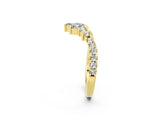 Yellow gold Chevron Marquise and Round Moissanite Open Band with Prong Setting_8