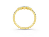 Yellow gold Chevron Marquise and Round Moissanite Open Band with Prong Setting_9