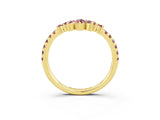 Yellow gold Chevron Marquise and Round Morganite Open Band with Prong Setting_9