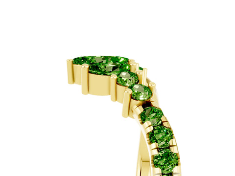 Yellow gold Chevron Marquise and Round Peridot Open Band with Prong Setting_11