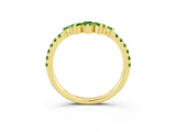 Yellow gold Chevron Marquise and Round Peridot Open Band with Prong Setting_9