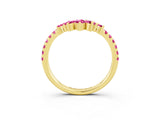 Yellow gold Chevron Marquise and Round Pink Sapphire Open Band with Prong Setting_21