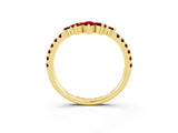 Yellow gold Chevron Marquise and Round Ruby Open Band with Prong Setting_9