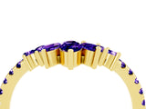 Yellow gold Chevron Marquise and Round Tanzanite Open Band with Prong Setting_10