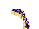 Yellow gold Chevron Marquise and Round Tanzanite Open Band with Prong Setting_11