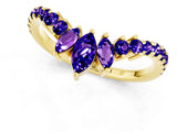 Yellow gold Chevron Marquise and Round Tanzanite Open Band with Prong Setting_7