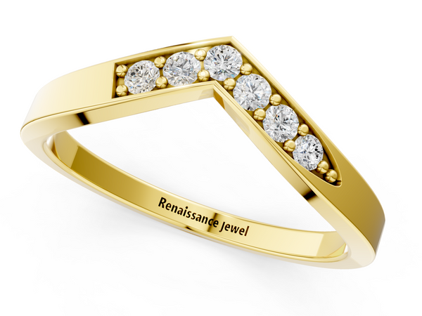 Yellow gold Chevron Pavé Round Diamond Twist Band