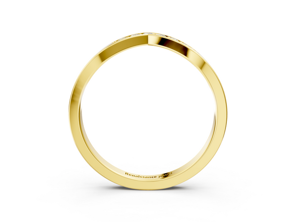 Yellow gold Chevron Pavé Round Diamond Twist Band