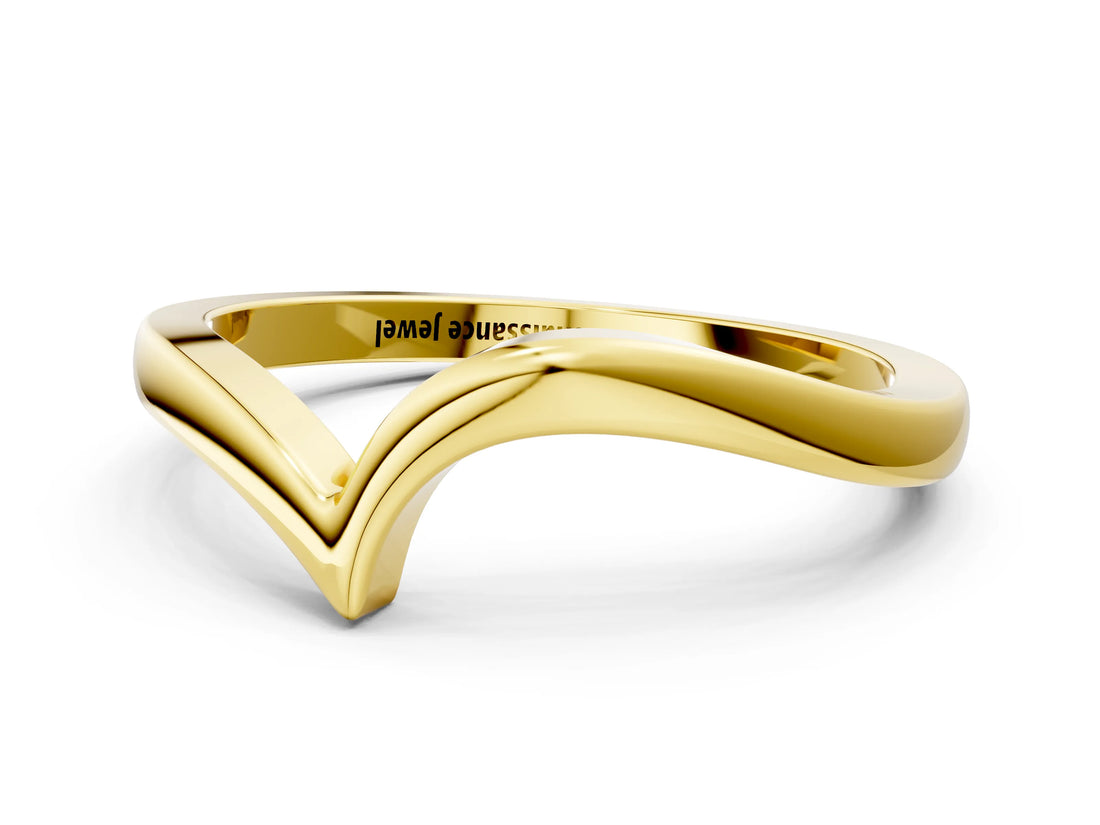 Yellow gold Chevron V-Shaped Contour Band_4