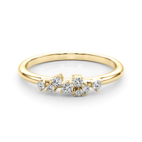 Yellow gold Cluster Diamond Round Cut White Gold Band with Prong Setting 1