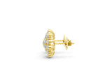 Yellow gold Cluster Diamond Round Stud Earrings with Basket Setting_21