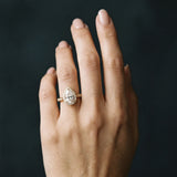 Yellow gold Cluster Pear Diamond Pavé Band Flower Prong Setting Ring_3