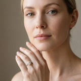 Yellow gold Cluster Pear Diamond Pavé Band Flower Prong Setting Ring_4