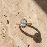 Yellow gold Cluster Pear Diamond Pavé Band Flower Prong Setting Ring_6
