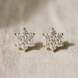Yellow gold Cluster Round Diamond Stud Earrings_71