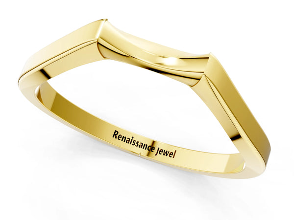 Yellow gold Contoured Solitaire Round Bezel Set Wedding Band