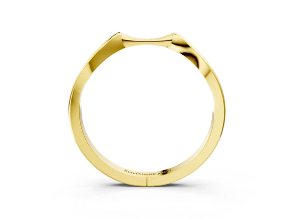 Yellow gold Contoured Solitaire Round Bezel Set Wedding Band