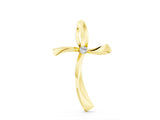 Yellow gold Curved Cross Pendant with Round Diamond in Bezel Setting_36