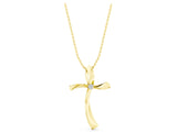 Yellow gold Curved Cross Pendant with Round Diamond in Bezel Setting_37