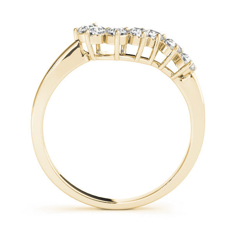 Yellow gold Curved Diamond Cluster Band - Round Stones, Split Shank, Prong Setting 1