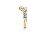 Yellow gold Curved Diamond Cluster Band - Round Stones, Split Shank, Prong Setting_14