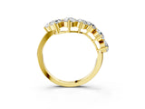 Yellow gold Curved Diamond Cluster Band - Round Stones, Split Shank, Prong Setting_15