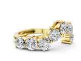 Yellow gold Curved Diamond Cluster Band - Round Stones, Split Shank, Prong Setting_16