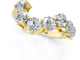 Yellow gold Curved Diamond Cluster Band - Round Stones, Split Shank, Prong Setting_17
