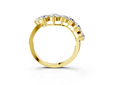 Yellow gold Curved Diamond Cluster Band - Round Stones, Split Shank, Prong Setting_19