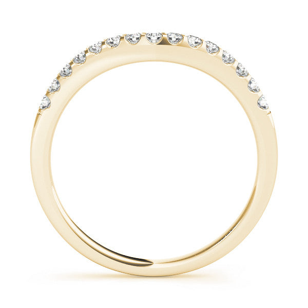 Yellow gold Curved Diamond Half Eternity Band with Round Cut Stones in Pavé Setting 1