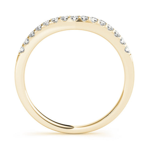 Yellow gold Curved Diamond Half Eternity Band with Round Cut Stones in Pavé Setting 1