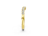 Yellow gold Curved Diamond Half Eternity Ring with Round Cut Stones and Shared Prong Setting_4