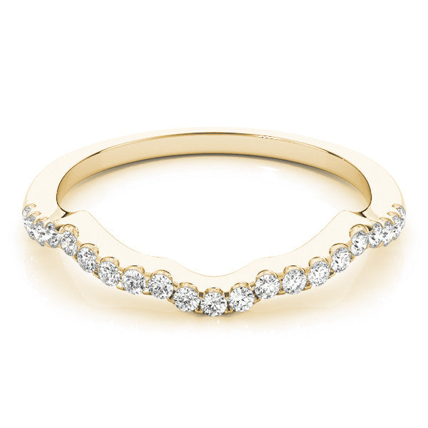 Yellow gold Curved Diamond Pavé Round-Cut Contour Band 1