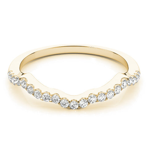 Yellow gold Curved Diamond Pavé Round-Cut Contour Band 1