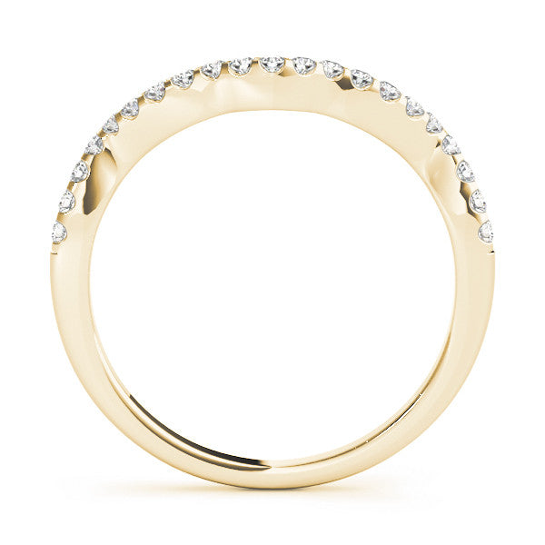 Yellow gold Curved Diamond Pavé Round-Cut Contour Band 2