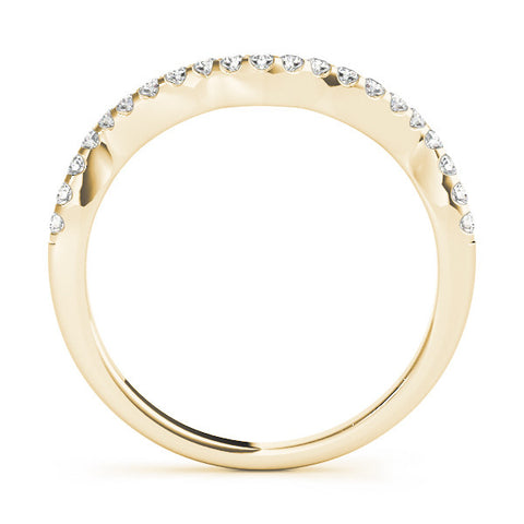 Yellow gold Curved Diamond Pavé Round-Cut Contour Band 2