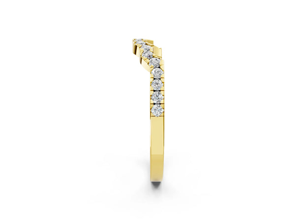 Yellow gold Curved Diamond Pavé Round-Cut Contour Band