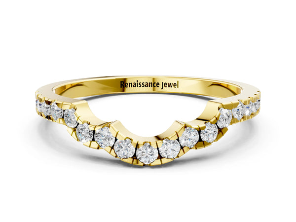 Yellow gold Curved Diamond Pavé Round-Cut Contour Band