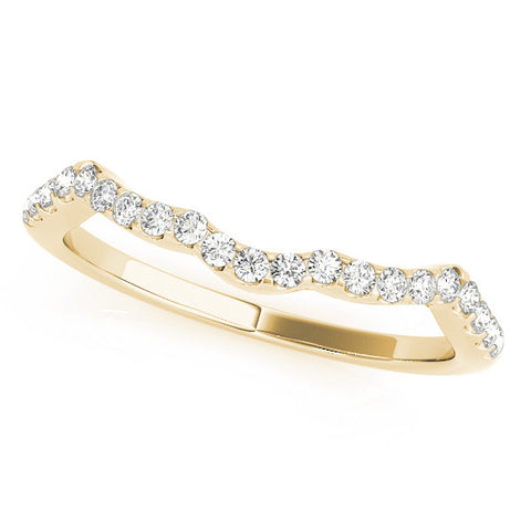 Yellow gold Curved Diamond Pavé Round-Cut Contour Band