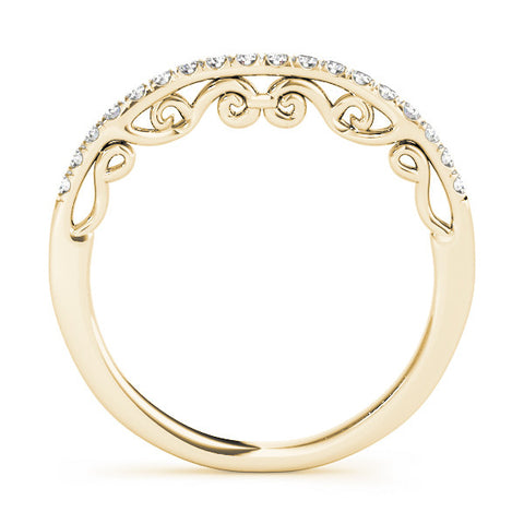 Yellow gold Curved Diamond Pavé Round Eternity Band with Shared Prong Setting 1