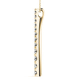 Yellow gold Curved Diamond Pendant with Round Stones in Prong Setting 2