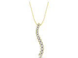 Yellow gold Curved Diamond Pendant with Round Stones in Prong Setting_4