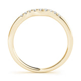 Yellow gold Curved Diamond Wedding Band with Round Cut Stones and Shared Prong Setting 1